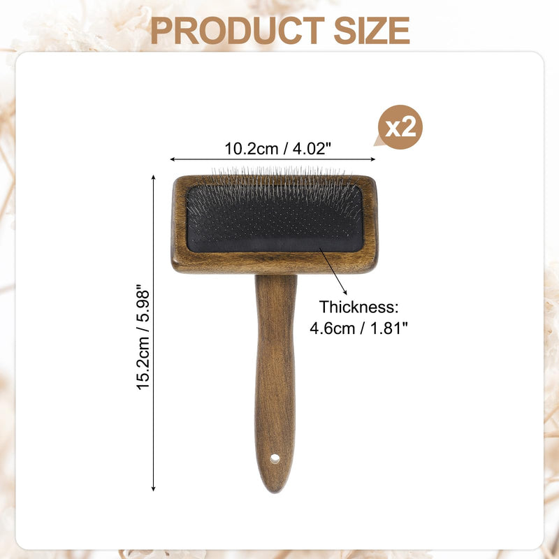 sourcing map 2 Pcs Wool Carder, Hand Carding Brush 2 Medium Wooden Pet Grooming Tool for Needle Felting Pet Grooming Weaving Craft Supplies, Black, Brown