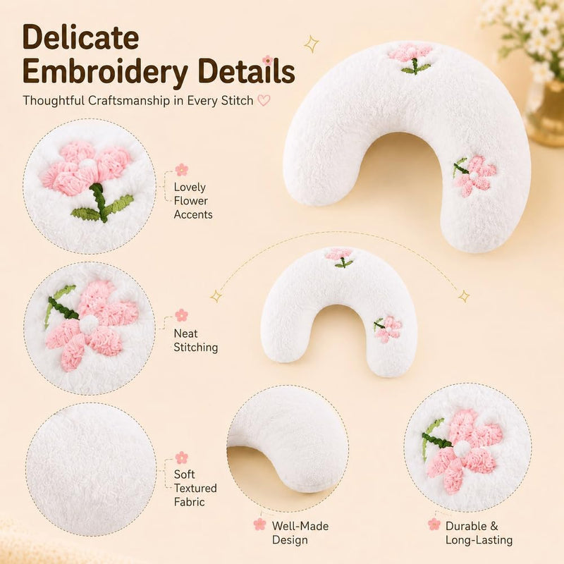 Cat Pillow Half Donut Cuddler, Ultra Soft Fluffy Calming, Machine Washable for Sleeping, Joint Relief, Nap Comfort and Travel, White