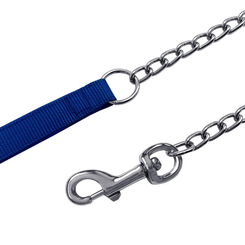 LOS ANDES Metal Dog Leash and Collar Set, 4FT Chew Proof Leash Heavy Duty Dog Chain Leash for Medium Large Dogs Comfortable Soft Padded Handle with Anti Bite Slip Chain Collar (4FT Blue) 3.5mm*4FT(for medium& large dogs) - PawsPlanet Australia