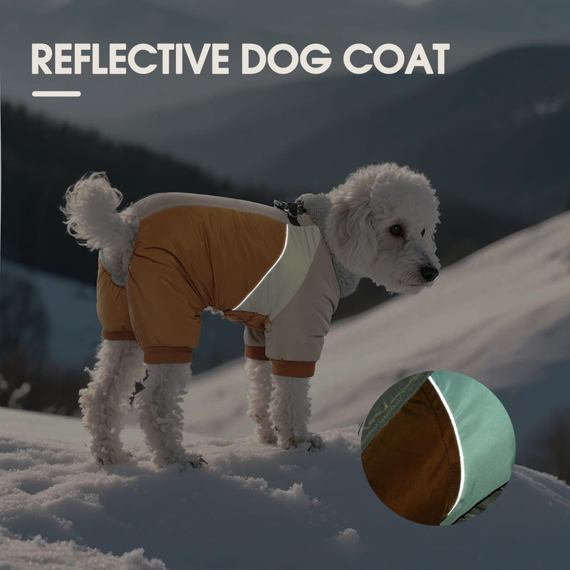Kuoser Small Dog Coat - Warm Winter Jacket with Reflective Zipper, Built-in Harness, Perfect for Chihuahua, Yorkie (Brown XS) XS (PRIORITIZE BACK LENGTH: 9.8'') Brown