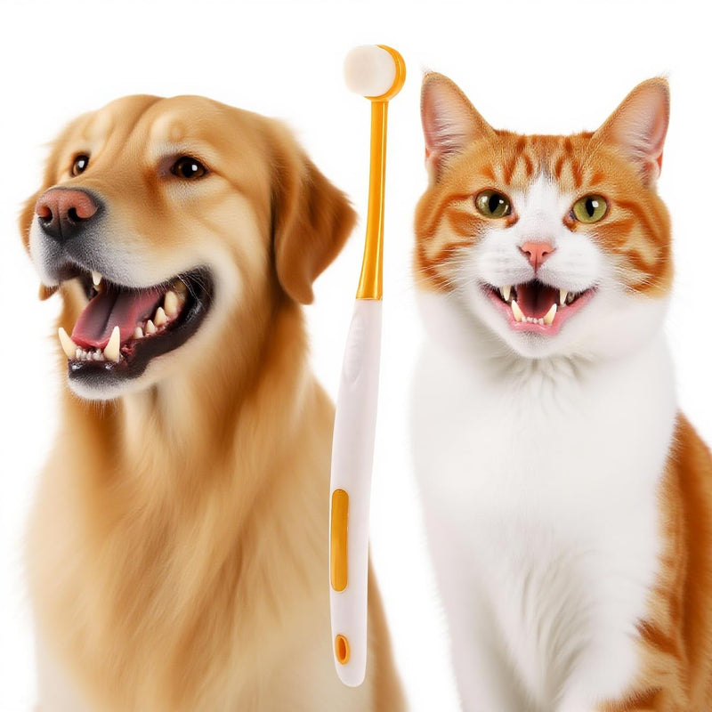 RYUNOSUKE Professional Pet Toothbrush for Small & Large Animals (Yellow) Yellow