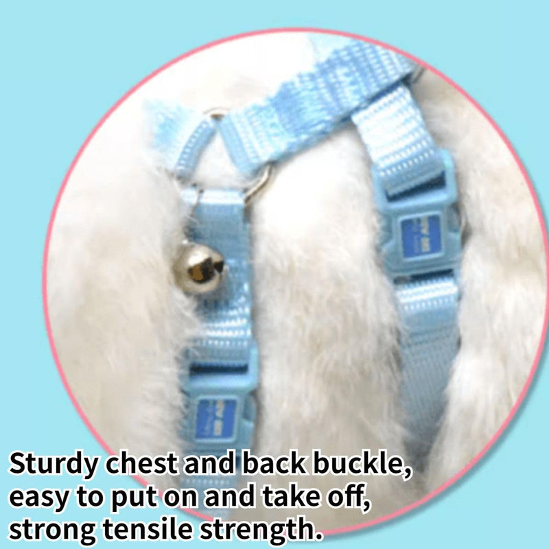Rabbit Bunny Harness with Leash Adjustable Soft Nylon Harness Rabbit Vest Harness Lead Leash Pink Blue Lead Leash All Season for Small Animals (Blue,S) S - PawsPlanet Australia