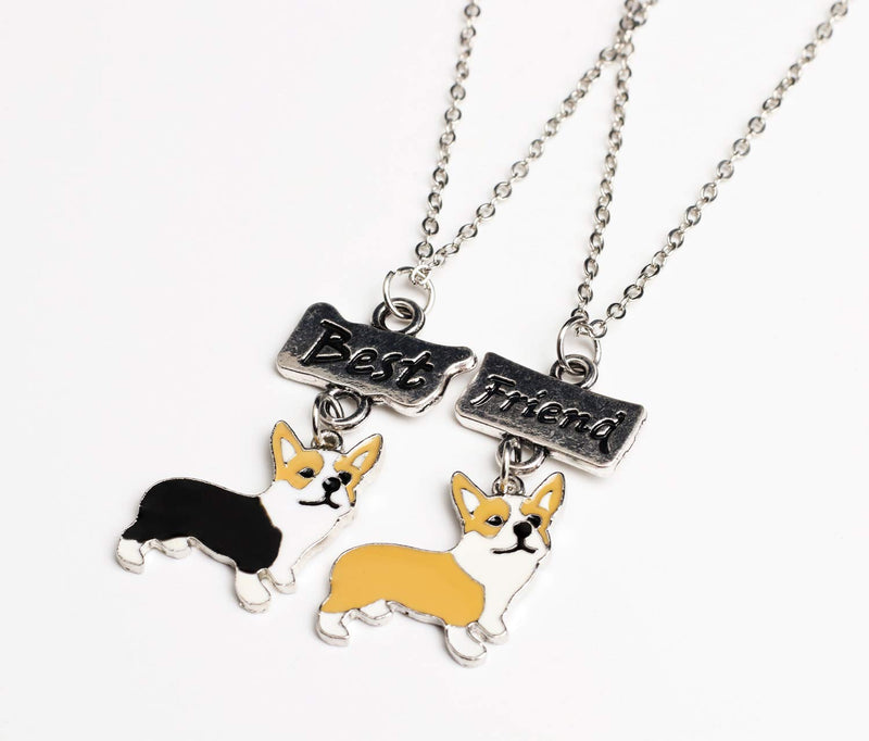 Best Friend Necklaces,Lovely Dog Pendant Friendship Set Metal Necklace for Valentine's Day Present Birthday Christmas Yellow+Black Corgi - PawsPlanet Australia