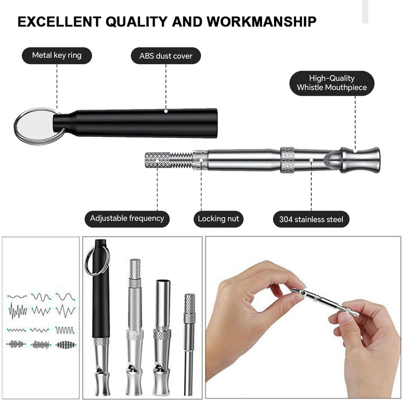 Professional Dog Whistle to Stop Barking - Adjustable Silent Training Whistle for All Breeds (Labrador, German Shepherd, Beagle) with Lanyard - 2 Packs for Recall, Obedience & Anti-Barking Training - PawsPlanet Australia