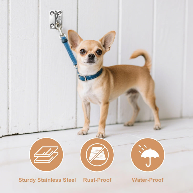 Dog Leash Hooks for Wall, Heavy Duty Stainless Steel Wall Mounted Pet Hook, Dog Leash Holder for Indoor Outdoor Yard Silver - PawsPlanet Australia