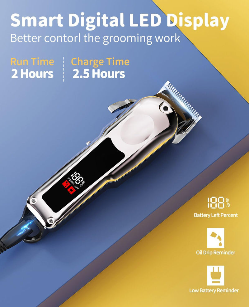 Dog Clippers for Grooming Professional for Thick Heavy Coats/Low Noise Cordless Pet Shaver for Dogs Grooming Kit, Razors Pet Hair Shears LED Display, Pet Hair Trimmer for Dogs Cats