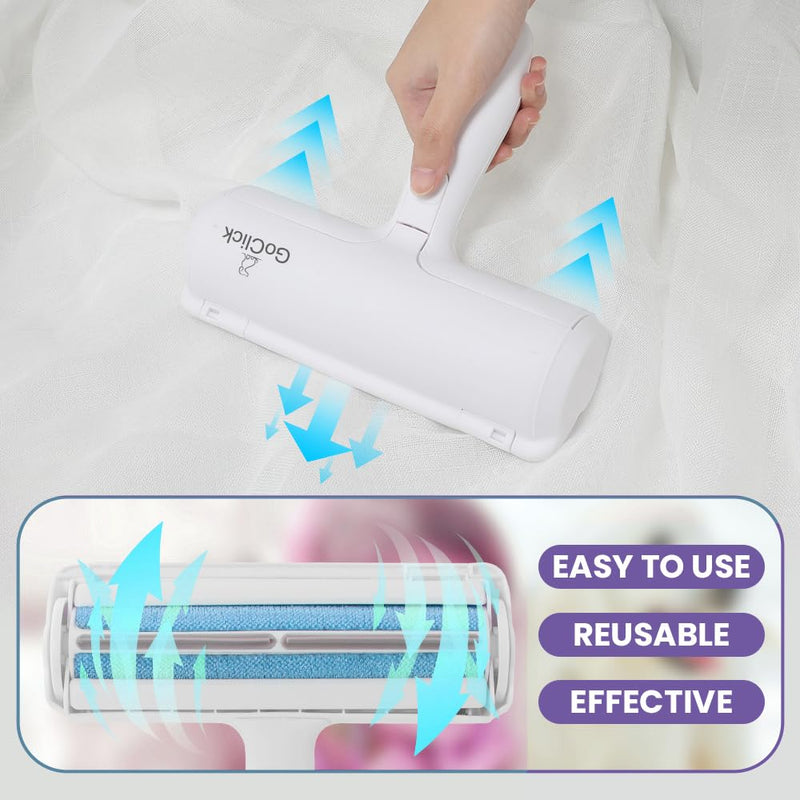 The GoClick Roller Pet Hair Removal Tool effortlessly removes dog and cat hair from furniture, clothes, and more. Durable, easy to use, and built for a cleaner, fur-free home. - PawsPlanet Australia
