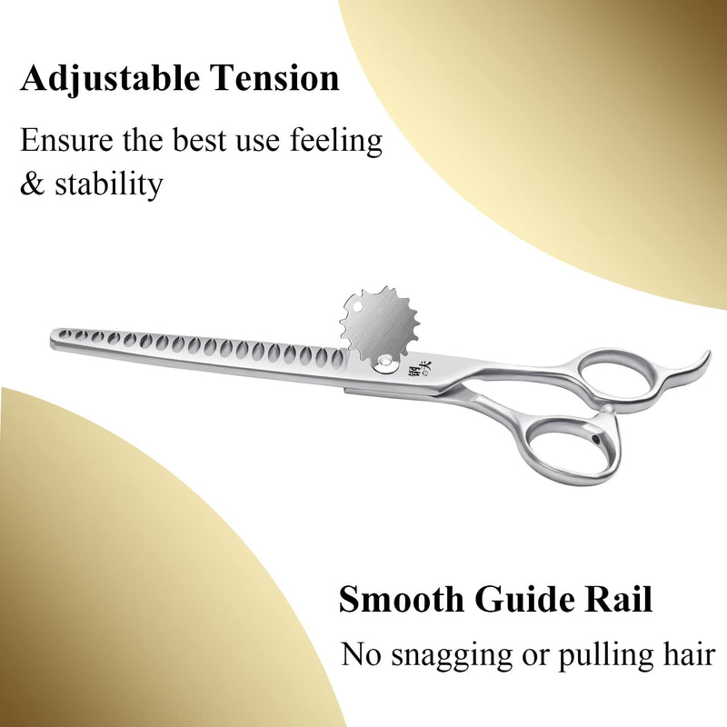 Dog Professional Grooming Scissors, Pets Body & Facial Trimmer, 7" Titanium Cat Thinning Shears, Stainless Steel with Round Tip for Long, Medium, Short, Thick, Wiry, Curly Hair 7" Devil Shear - PawsPlanet Australia