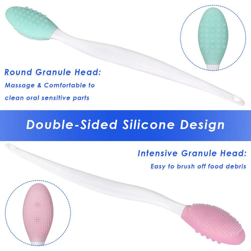 Dog Toothbrush, 4 Packs Silicone Pro Double-Sided Soft Comfort Gentle Dental Brushes Set Kit with 5.7 inches Curved Long Handle for Puppy Small Medium Dogs Cats Most Pet (Set 1) Set 1 - PawsPlanet Australia