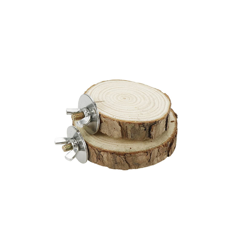 Wood Bird Perch Stand for Cage, Natural Round Wooden Parrot Platform Bird Perch Bird Toy for Canary Parakeet Cockatiel Parrot Budgie Sparrow (2 Pcs, 3.3inch & 2.7inch) Style A - PawsPlanet Australia