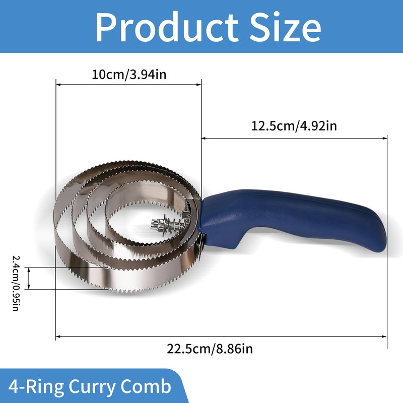 Curry Comb Kit, 4 Ring Curry Comb, Rubber Brush, Tear Stain Wipe Brush Set for Horses, Dogs, Goats, Cattle, Cow, Cleaning Supplies - PawsPlanet Australia