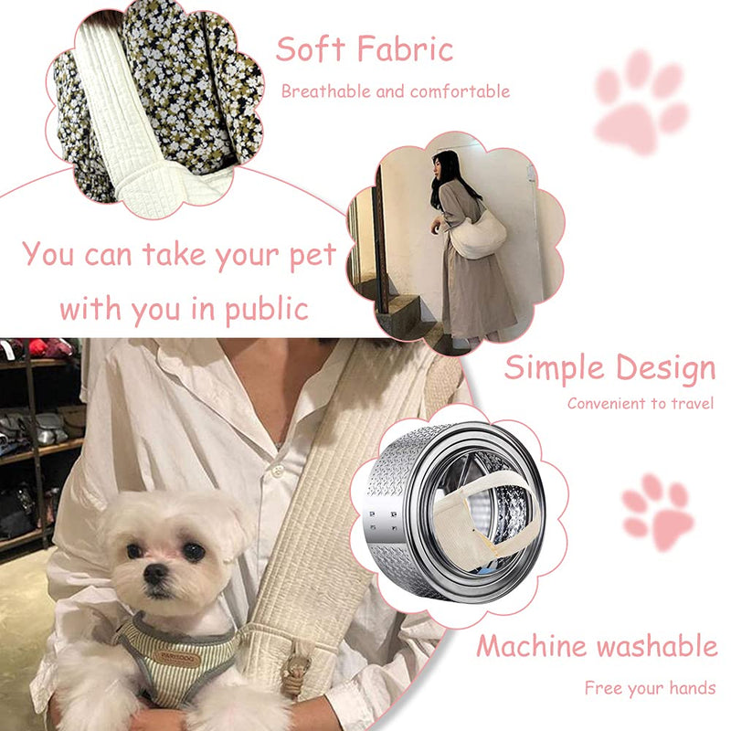 NATUYA Small Dog Carrier Sling Cat Sling,Adjustable Strap Hand Free Pet Puppy for Outdoor Traveling Subway (White, Canvas) white - PawsPlanet Australia