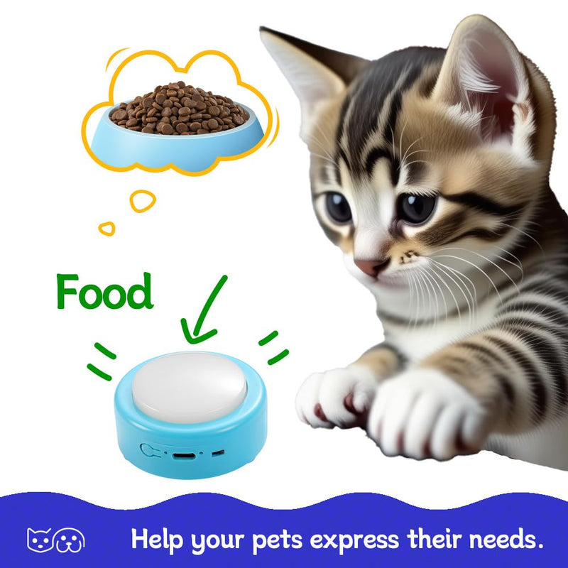 Talking Buttons for Cats, Dog Buttons Talk, Voice Recording Button for Pet Communication, Set of 2 Blue Recordable Button with Batteries, Long Standby Dog & Cat Training Clicker - PawsPlanet Australia