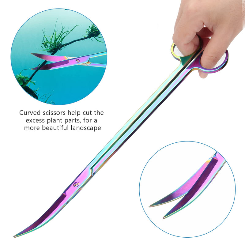 Liveek Aquarium Aquascape Tools Kit 15 in, 4in1 Anti-Rust Aquatic Plant Aquascaping Tool Stainless Steel Silver Tweezer Scissors Spatula for Aquarium Tank Clean 15in Colorful - PawsPlanet Australia