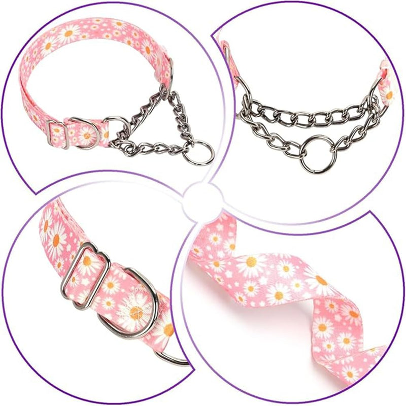 Chain Martingale Dog Collar, No Slip Choke Collar for Dogs Adjustable Buckle Stainless Steel Training No Pull Dog Choker Collar for Small Medium Large Pets Boys Girls Male Female, Skull L L(Neck 19"-24")