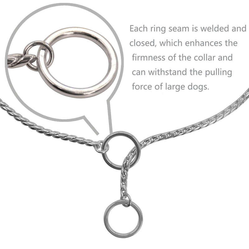 Heavy Duty Dog Choke Collar Slip Dog P Chain Snake Collar Plating Anti-Rust Dog Training Collars for Small Large Dogs Black/Gold/Silver/Rose Gold 15.5in-29.5in (23.5in, Silver) 23.5in - PawsPlanet Australia
