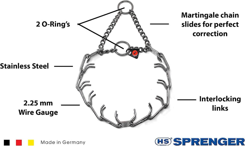 Herm Sprenger Prong Collar for Dog Training | Micro Prong Stainless Steel Ultra-Plus Dog Collar | Assembly Chain Training Collar for Smaller Dogs | Made in Germany - (1.5 mm, (Neck Size Upto 9.5")) - PawsPlanet Australia