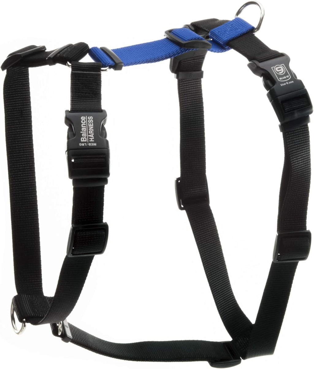 Blue-9 Buckle-Neck Balance Harness, Fully Customizable Fit No-Pull Harness, Ideal for Dog Training and Obedience, Made in The USA, Blue, Medium/Large M/L (Chest: 24"-35.5")