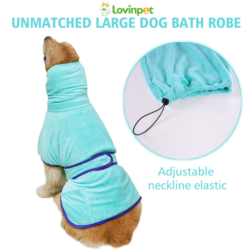 LovinPet Dog Bathrobe Towel, Premium Absorbent Microfiber Robe for After Bath Warm Keeping for Dogs Cats Bath Robe Towel, Quick Drying and Moisture Absorption to Prevent Pet Hair Loss,XL,Blue XL Blue