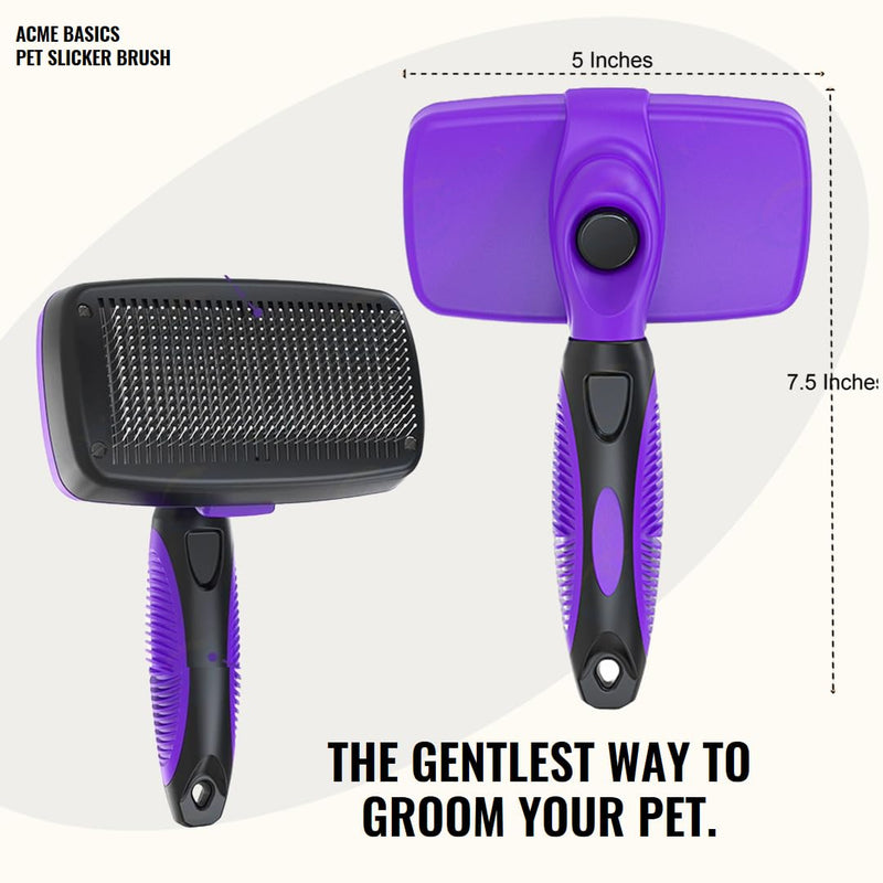 Pet Slicker Grooming Brush by Acme Basics, Deshedder/Cleaning Brush, Comb for Shedding Short/Long Haired Dogs & Cats - Perfect Pet Hair Cleaner & Remover (Large) - PawsPlanet Australia