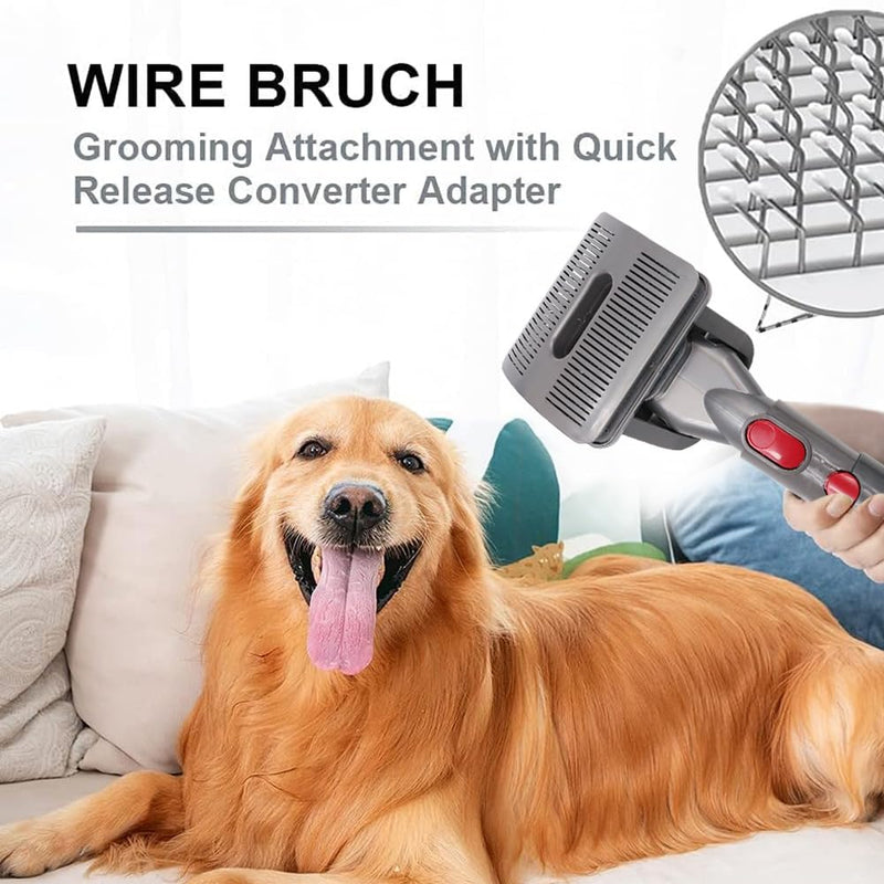Alnicov Pet Grooming Brush, Dog Cat Hair Cleaner Brush Attachment Extension Hose Adapter, Vacuum Cleaner with Quick Release Converter Adapter Groom Tool - PawsPlanet Australia
