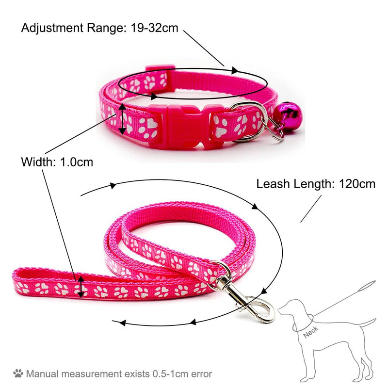 Black XS Dog Collar with Bell Leash Set, Cat Collars Puppy Collar Nylon Soft Adjustable Buckle for XXS XSmall Extra Small Tiny Boy Girl Pets Female Male Kitten Yorkie Teacup Chihuahua X-Small 2Black +Leash XS (Neck 7"-12")