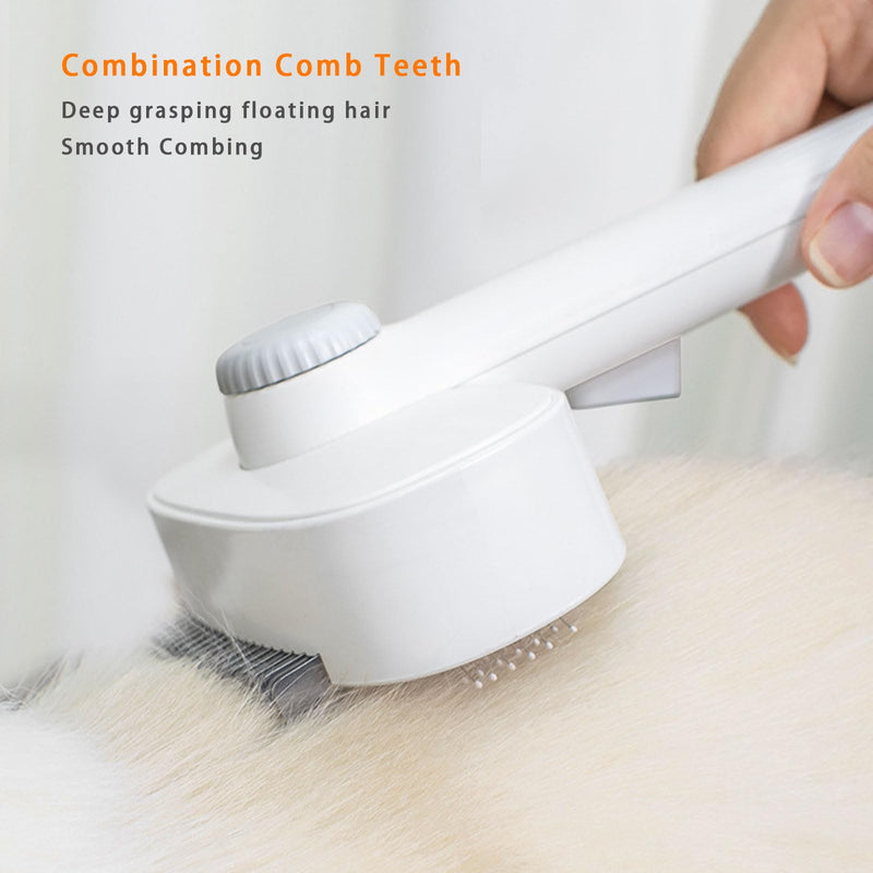 2-in-1 Dog & Cat Grooming Brush – Adjustable Deshedding Comb & One-Touch Clean | Skin-Safe Rake for Mats, Tangles, Shedding | Long/Short Hair Pets - PawsPlanet Australia