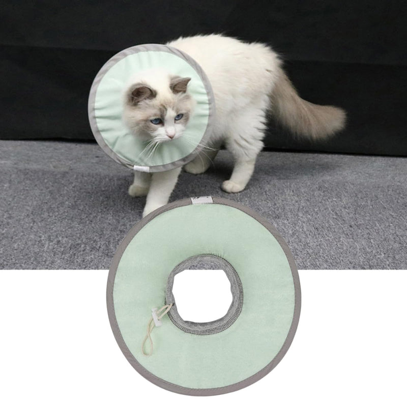 Cabilock Lightweight Adjustable Nylon Cat Collar Soft Elizabethan Recovery Collar for Cats after Surgery or Injury Green