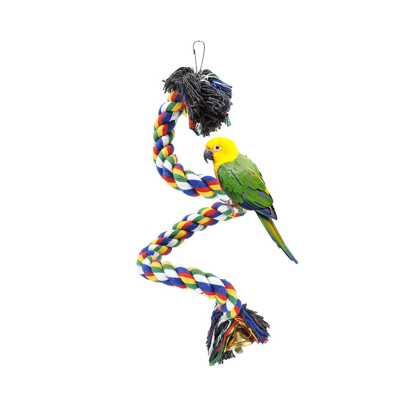 WishLotus Bird Perches, Parrot Colorful Climbing Rope Swing Toys Parrot Stand with Bell and Hanging Clip for Parrots, Budgies, Macaws, Parakeets, and Other Small Birds. 50cm - PawsPlanet Australia