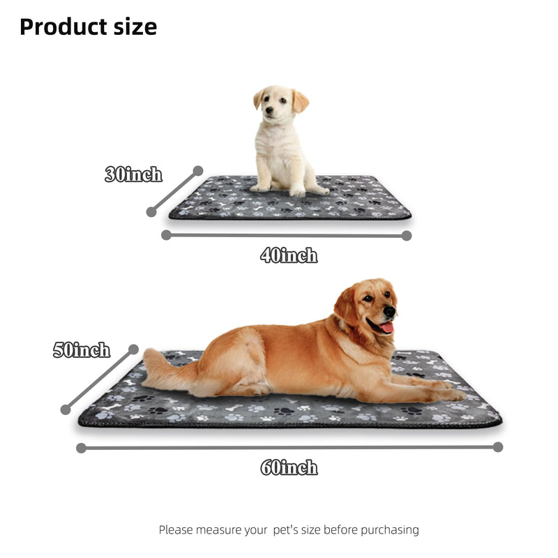 Waterproof Dog Blanket, Pattern Printing Super Soft Warm Fluffy Facecloth Sofa Car Bed Protector, Urine Proof Washable Outdoor Pet Blanket for Puppy Large Dogs & Cats(paw & Bone60*50) Grey | Bone - PawsPlanet Australia