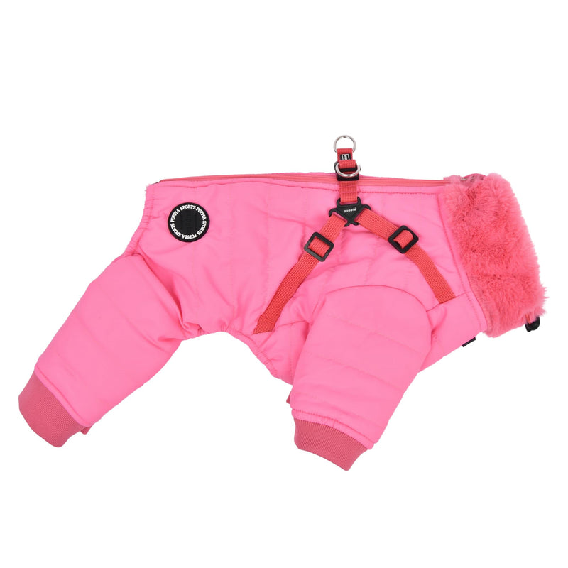Puppia Everson Dog Jumpsuit Winter Season Intrgrated Harness for Small and Medium Dogs, Pink, Medium Pink_Everson - PawsPlanet Australia