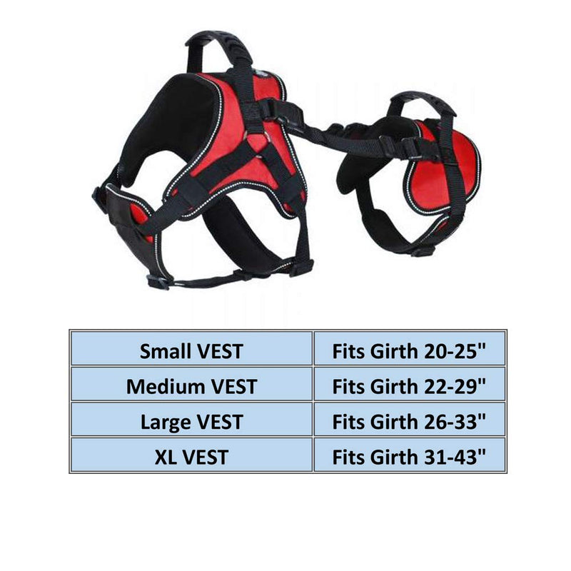 Doggie Stylz Multi-Functional Full-Body Lifting Dog Harness Vest, Designed for Front-Only, Rear-Only or Full-Body Dog Lifting Girth 31-43" Red - PawsPlanet Australia