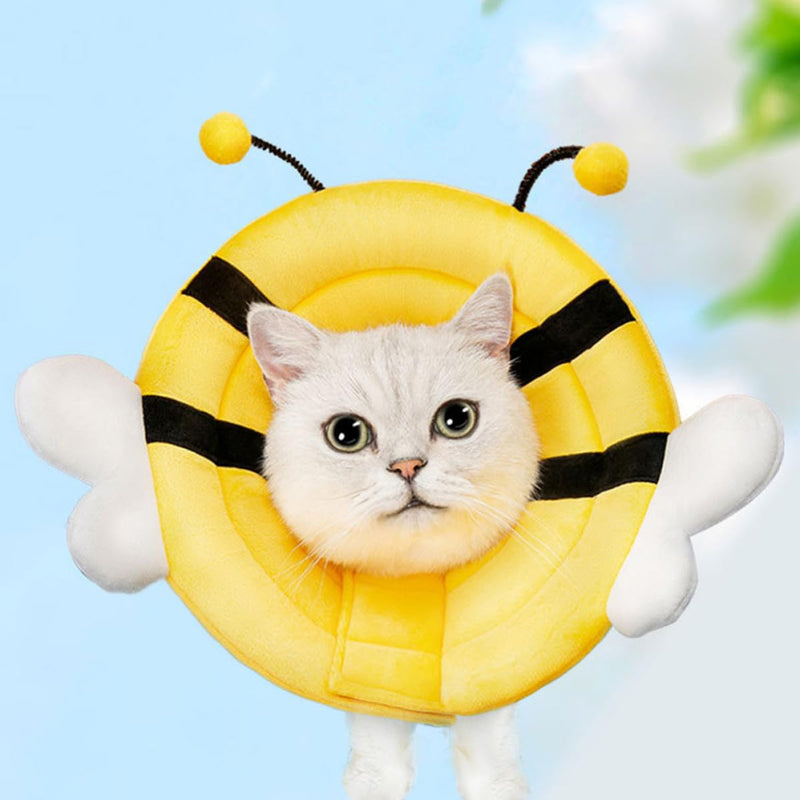 Adjustable and foldable conical neck collar made of sponge and cotton yarn, yellow, beehive-shaped, lick-proof dog collar for dogs and cats 5-9kg, post-operative protective collar for pets