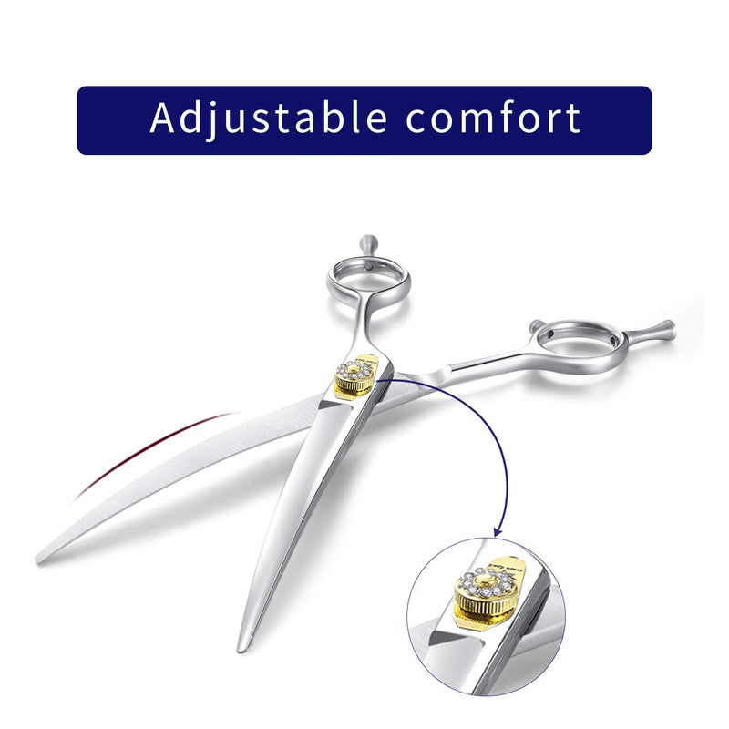 Dream Reach Professional Dog Grooming Straight, Curved, Thinning/Blending/Chunking Scissors Kit, JP-440C Stainless Steel Pet Cat Hair Cutting/Trimming Shears (7 inch-Curved Scissors) A-Curved Scissor - PawsPlanet Australia