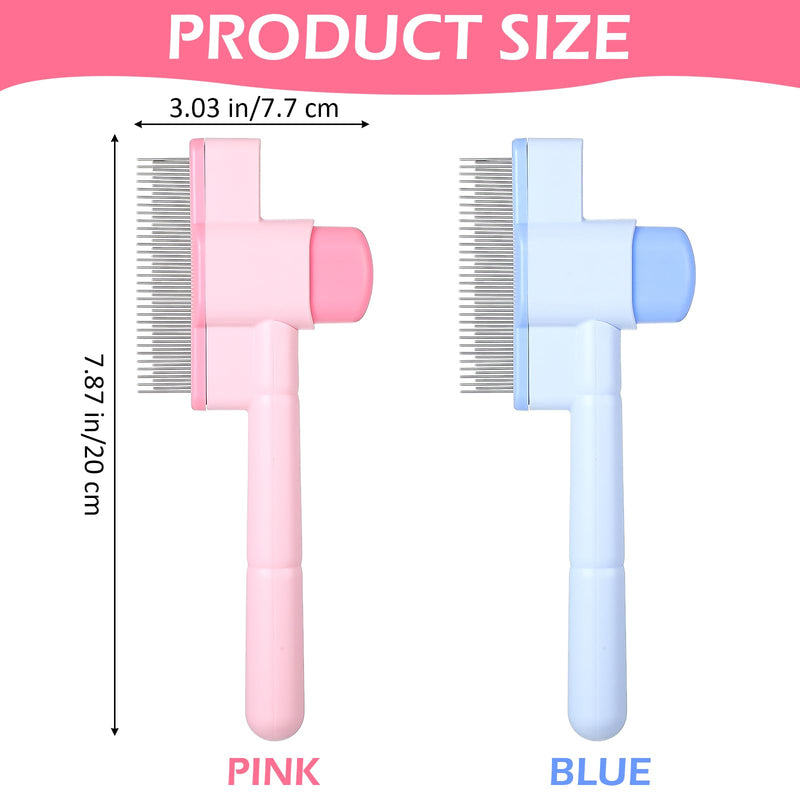 Self Cleaning Flea Comb for Cats and Dogs, 2PCS Fine Tooth Stainless Steel Pet Flea Comb, Lice Treatment Grooming Tool for Kittens Shedding and Massage - PawsPlanet Australia