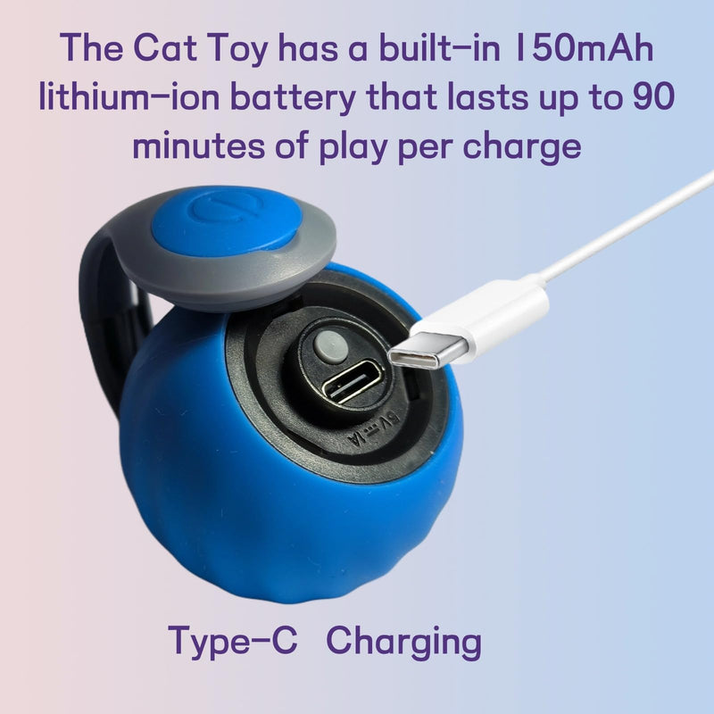 2025 Upgraded Self-Moving Cat Toy Ball with Tail (2-Pack) - Rechargeable Smart Interactive Kitten Toys, 2-Speed Modes, Bite-Resistant Indoor Exercise Toys for Bored Cats (Blue&Orange) - PawsPlanet Australia
