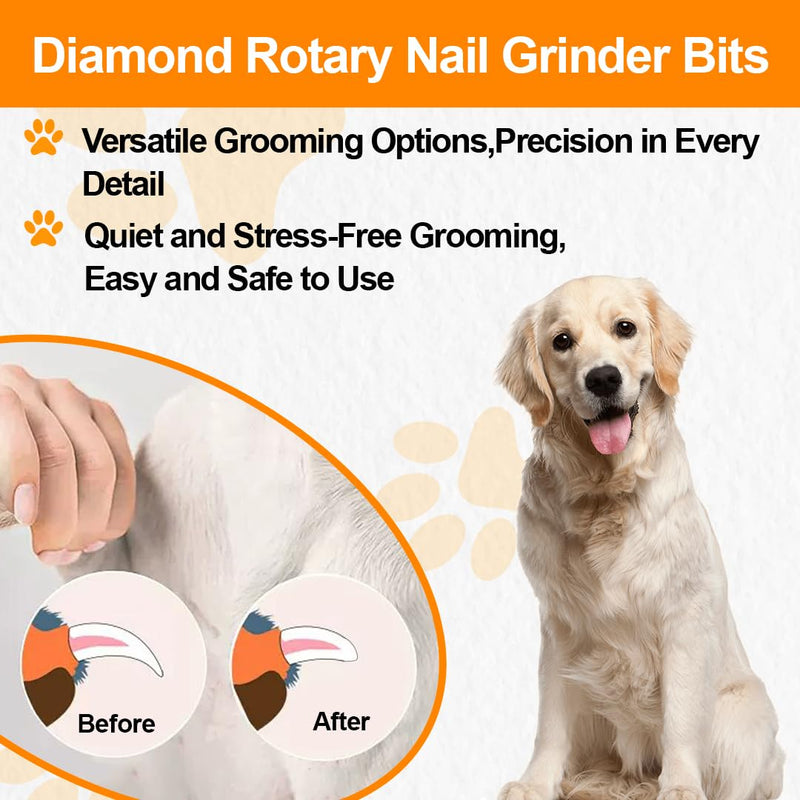 Diamond Rotary Pet Nail Grinder Bits Dog Nail Grinder Replacement Head -5PCS 1/8" Replacement Grinder Wheel for Animals Nail Care(Mixed) Set 1(5pcs) - PawsPlanet Australia