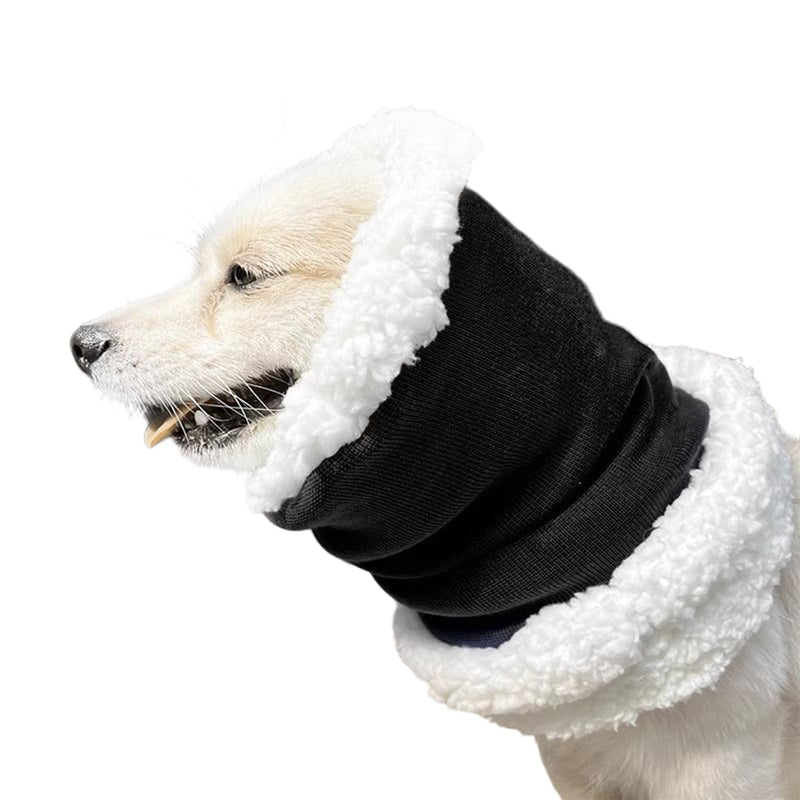 Dog Winter Ear Neck Protector Thick Thermal Dog Snood Earmuffs Puppy No Flap Ear Wrap Pet Ears Neck Cover for Winter Warm Anxiety Relief Calming (Black, L) Black