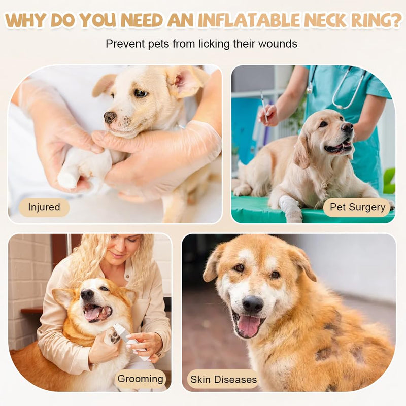 Inflatable Dog Collar, Protective Collar with Adjustable Buckle, SZMK Dog Collar, Leak Protection, Neck Collar for Dogs After Op, Inflatable Collar for Dogs for Small, Medium, Large Pets - S