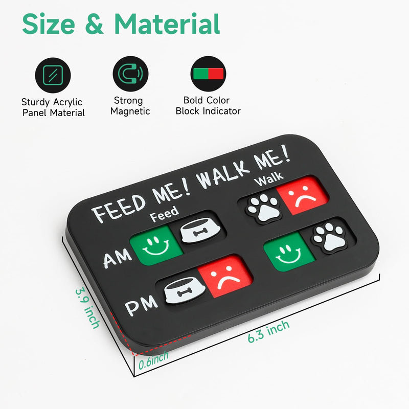 YAUYIK Pet Feeding Reminder, Magnetic Reminder Sticker, AM/PM Daily Indication Chart Feed/Walk Your Pets, Fridge Magnets and Double Sided Tape, Helps You to Track Pet Feeding & Walking (Black) Black-Feed Me! Walk me! - PawsPlanet Australia