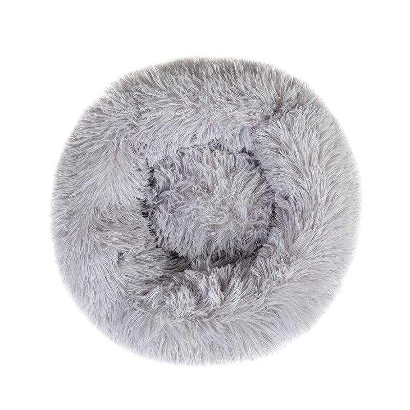 otoez Kitten Puppy Bed Small Round Dog Cat Beds Anti Anxiety Plush Pet Calming Donut Bed with Non-Slip Waterproof Bottom, Washable (19.7", Light Grey) 19.7" - PawsPlanet Australia