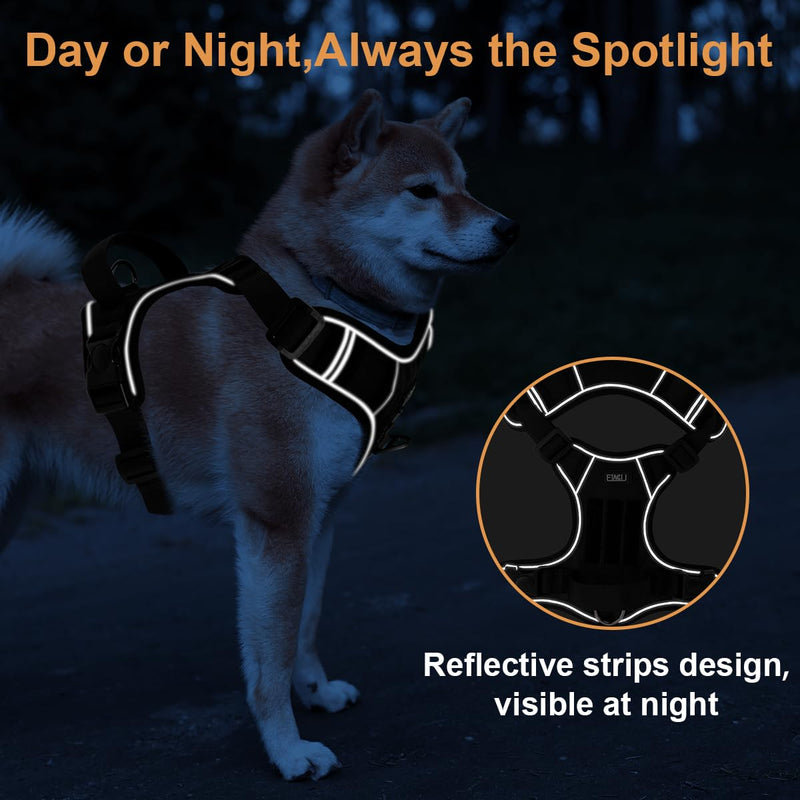 ETACCU Dog Harness for Large Dogs，No Pull Dog Harness with Handle, Front Clip Reflective No-Choke Adjustable Dog Chest Harness with 2 Leash Clips 2 Buckles, Dog Vest Harness, L - PawsPlanet Australia