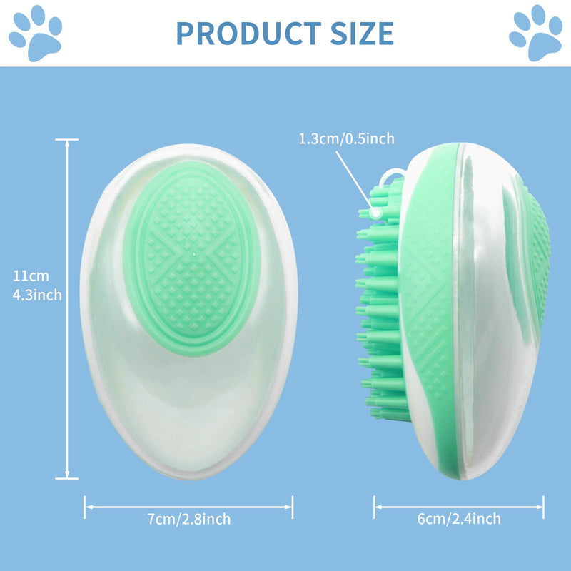 WishLotus Pet Bath Brush, Puppy Massage Brush with Shampoo Dispenser Pet Grooming Tool for Small Animals Soft Silicone Dog Shower Brush for Long Short Haired Dog and Cat Washing (Green) Green - PawsPlanet Australia