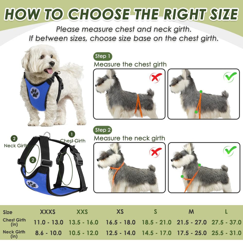 SlowTon Dog Seat Belt Harness for Car, Dog Car Harness Adjustable Mesh Breathable & Dog Seatbelt Safety Tether with Elastic Bungee for Small Medium Large Pets(Blue, Double Clip, L) L-Blue - PawsPlanet Australia