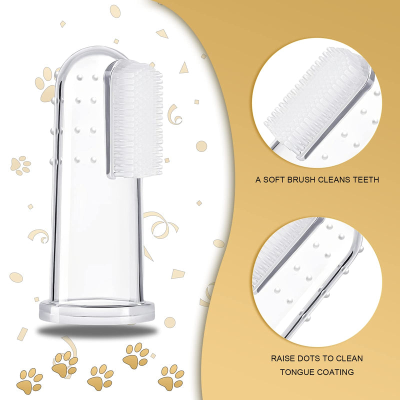 BLMHTWO 5 Pieces Dog Tooth Brushing Kit Finger Toothbrush for Dogs Cat Puppy Toothbrush with Silicone Bristles and 16 Round Particles Thickened Silicone-Layer Transparent Dog Toothbrush for All Pets - PawsPlanet Australia