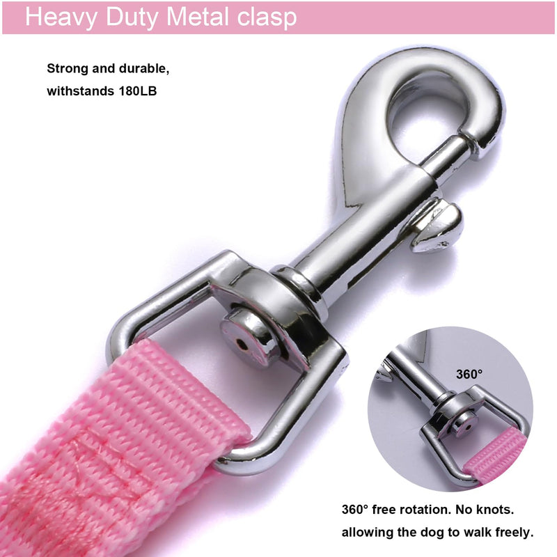 6 FT Puppy Leashes, Strong Traditional Style Leash with Easy to Use Collar Hook,Dog Lead Great for Small and Medium and Large Dog (Pink, 5/8 in x 6 ft) Pink - PawsPlanet Australia