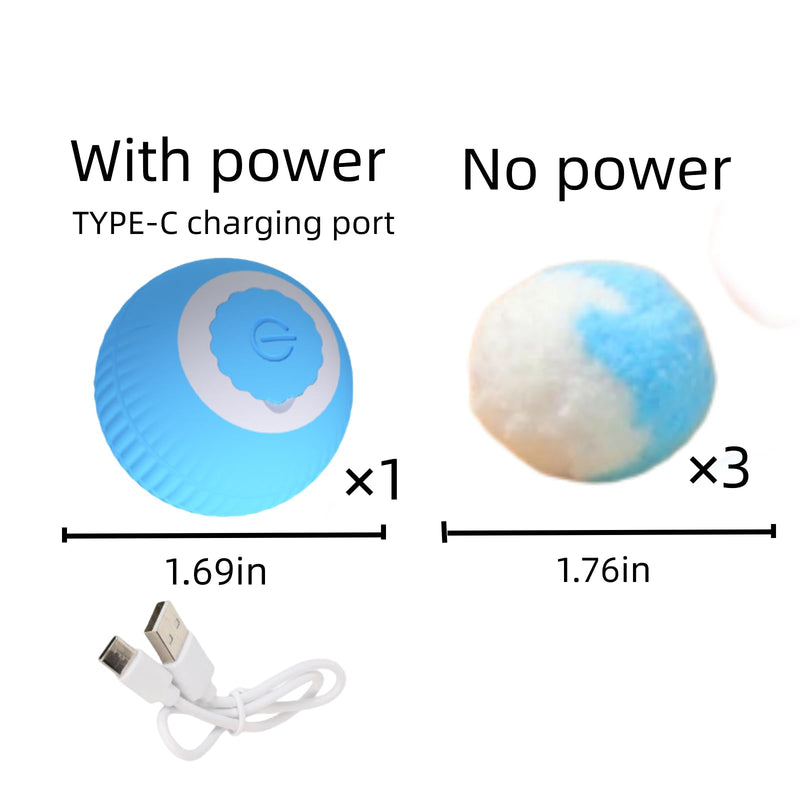 Interactive cat Toy Cute Puff Balls Fun Kitty Fuzzy Balls Small Cat Power Ball 2.0 cat Toys for Indoor Cats Interactive Soft Quiet Cat Toy Balls 4pcs (Blue) - PawsPlanet Australia
