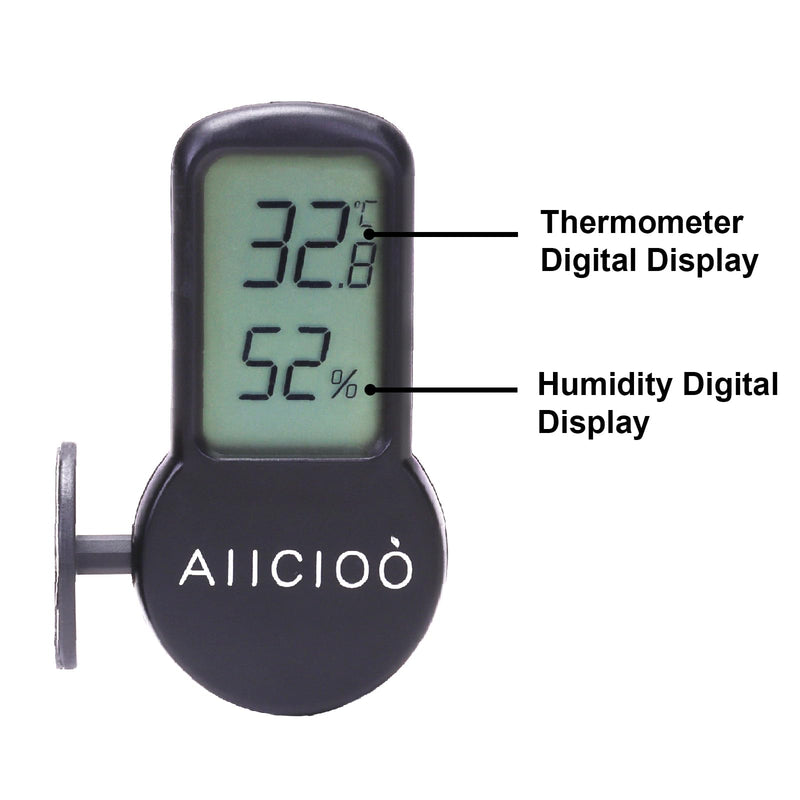 Aiicioo Reptile Thermometer and Humidity Gauge for Reptile Heat Pad- Digital Terrarium Thermometer Hygrometer for Reptile Tank Temperature Gauge for Turtle Tortoise Lizard Snake Frog Tank Accessories Single