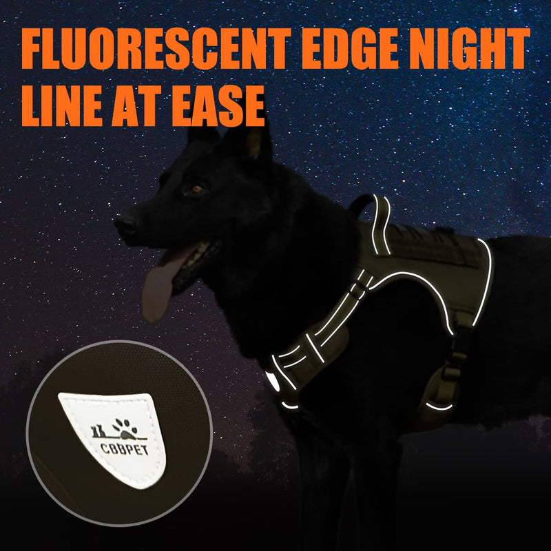 CBBPET Tactical Dog Harness for Small Medium Large Dogs No Pull Adjustable Harness Training Easy Control Pet Vest,Reflective Working Training (L(Neck 20-30, Chest 22-41)) L(Neck 20 - 30, Chest 22 - 41) - PawsPlanet Australia