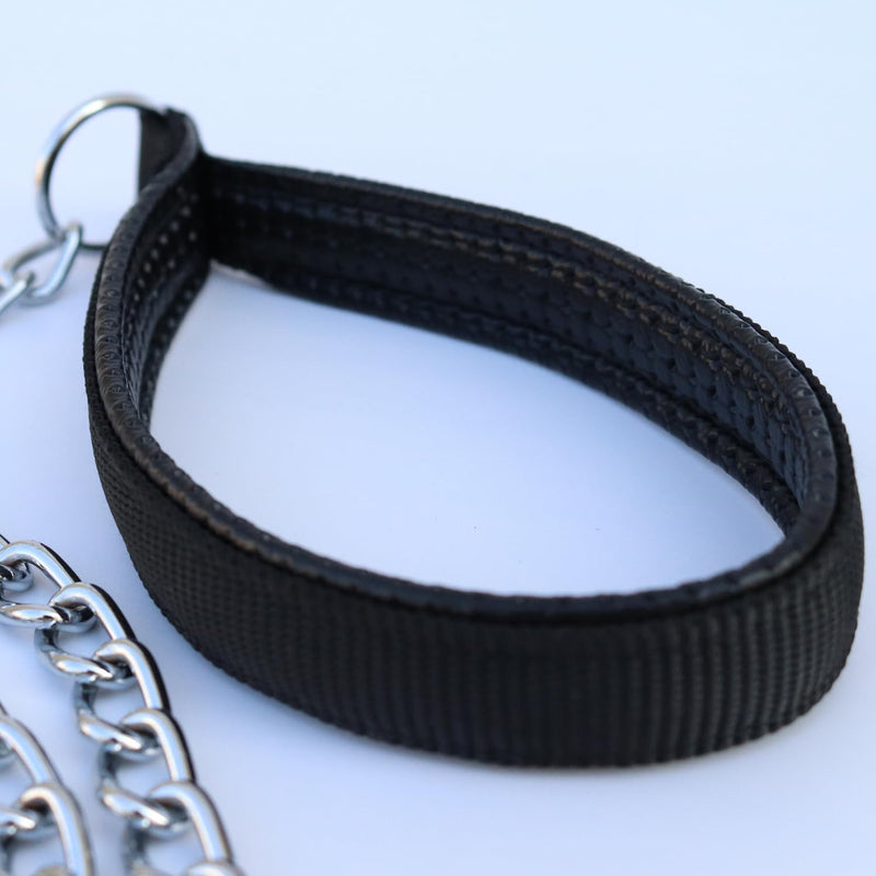 Heavy Duty Metal Dog Leash, Chew Proof Pet Leash Chain with Soft Padded Handle for Large & Medium Size Dogs, Length 4 ft, Wide 3 mm 48 x 0.12 in Black